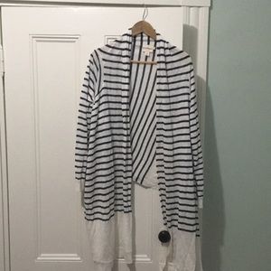 Navy and white striped DKNY cardigan